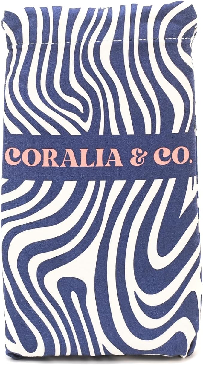 Coralia & Co. Large Microfiber Beach Towel - Quick Dry, Sand-Free, Lightweight with Convenient Storage Pouch (Ocean Breeze)