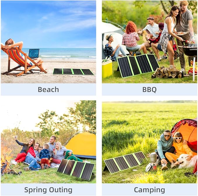 60W Portable Solar Panel Charger with USB-C, USB-A, DC Port, GOLUMU Outdoor IP67 Waterproof Foldable Solar Phone Charger for Camping Hiking Backpacking High Efficiency Cellphones Tablets Fast Charging