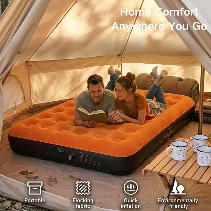 Luxchoice Air Mattress Twin with Built-in Rechargeable Pump 9'' Camping Inflatable Mattress Portable Blow up Air Bed for Tent Travel Guests Home & Outdoors