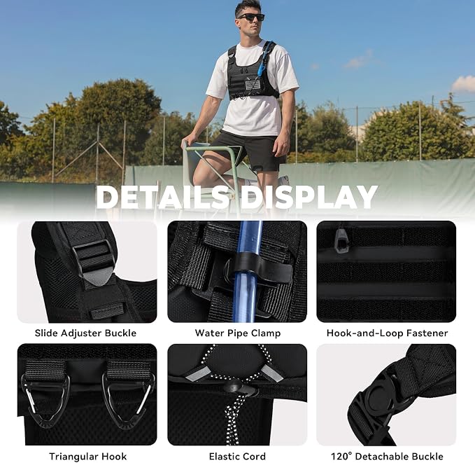 Hydration Vest with 2L Water Bladder for Men and Women,Lightweight Adjustable Hydration Backpack,Reflective Running Vest Chest Bag for Climbing Cycling Hiking