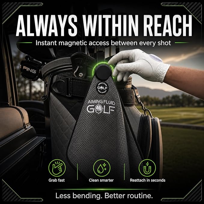 Multi-Function Magnetic Golf Towel I Wash Pocket I Magna-Anchor Technology I Waffle Pattern I Scrub Pad I (16" x 24" Blue Magnet) (Augusta, 16" x 24" Stubby)