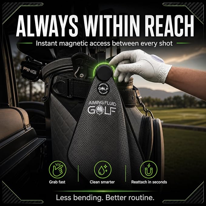 Magnetic 3-Stage Cleaning System Golf Towel - Microfiber Rag with Magnet for Golfcart Bags for Men and Women Golfers Accessories (Limited Edition Birdie Blue, 16" x 24" Stubby)