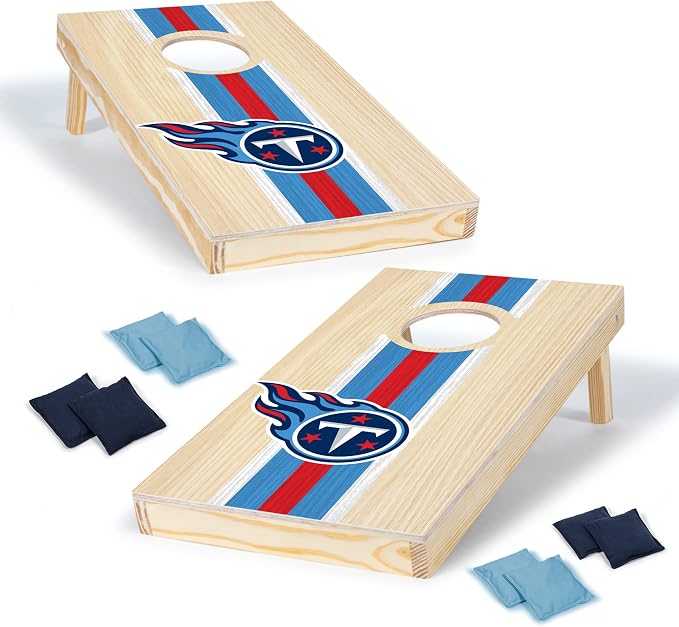 NFL Football Portable Size 1' x 2' Solid Wood Cornhole Set with Direct Print HD Team Graphics – Travel Size