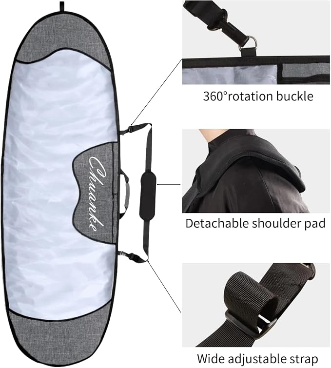 Surfboard Bag Outdoor Waterproof and Sun Protection Surfboard Carrying Bags with Fin Slot for 6'0, 6'6, 7'0, 8'0, 8'6, 9'6 Longboard Storage and Travel