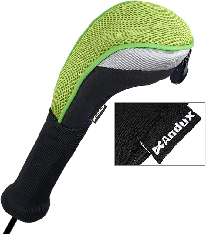 Andux 4pcs Long Neck Golf Hybrid Club Head Covers Dial No. Tag CTMT-02 | Mesh Breathable material | all the Same Size | Coloured Piping | Pull-On Closure