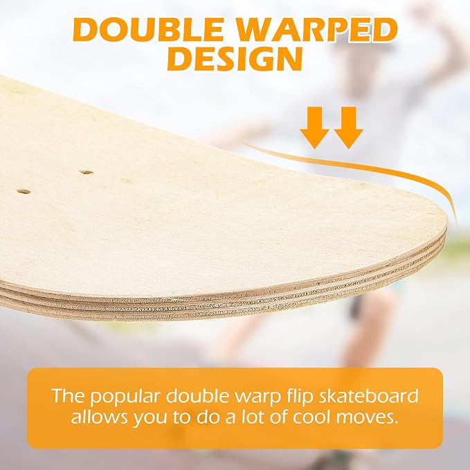 Honoson 12 Pcs Blank Skateboard Decks Bulk 32 x 8 Inch 7 Ply Maple Wooden Plain Skate Decks Natural Wood Double Tail Skateboard for Art Painting Wall Home Decoration