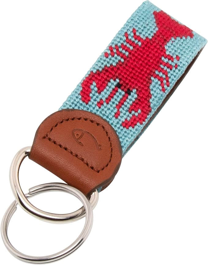 Leather Hand-Stitched Needlepoint Key Fob or Key Chain