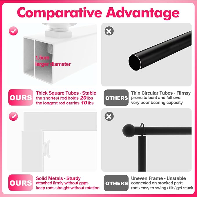 Over the Table Rod Stand with Clamps Adjustable 13''-42'' Tall 29"-98" Length Set of 2 White Table Arch Hanging for Wedding Birthday Party Halloween Christmas Decoration