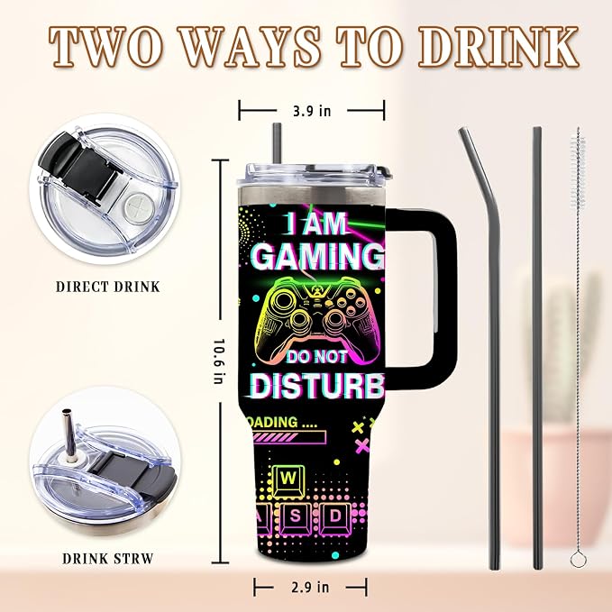 DUUV Funny Skull Gaming Tumbler 40oz, Insulated Gamer Gifts for Gamers Men | Gaming Gifts for Boys, Gamer Cup, Skeleton Tumbler Leakproof, Gamings Skeleton Water Bottle, Gamers Gift for Gamer, 1 Pack