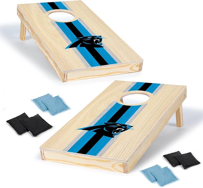 NFL Football Portable Size 1' x 2' Solid Wood Cornhole Set with Direct Print HD Team Graphics – Travel Size