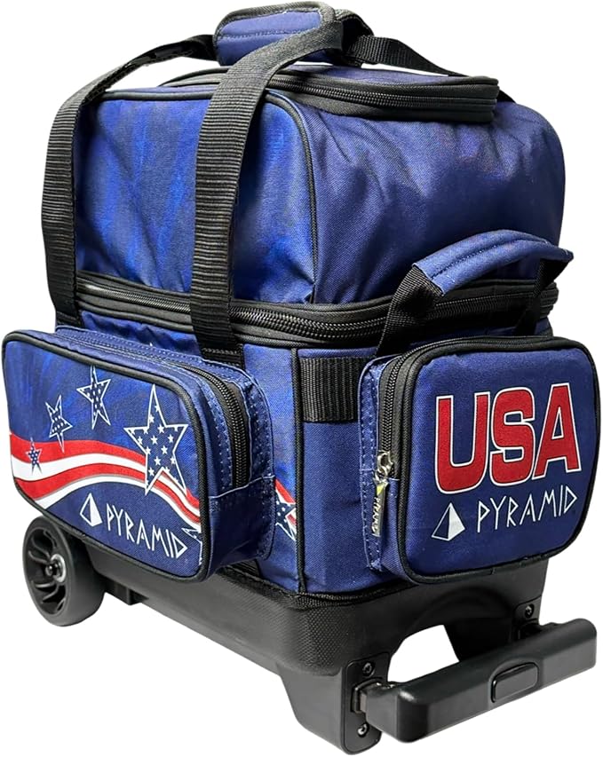 Pyramid Path Pro Deluxe Single Roller Bowling Bag With Separate Shoe Compartment (Up To US Mens Size 11), 2 Large Accessory Pockets, Padded Foam Ball Insert, Lifting Handles and Locking Square Handle