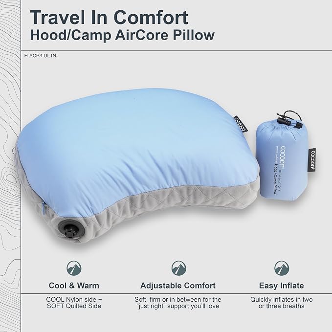COCOON- Premium - Ultralight AirCore Hood Pillow - Light Blue