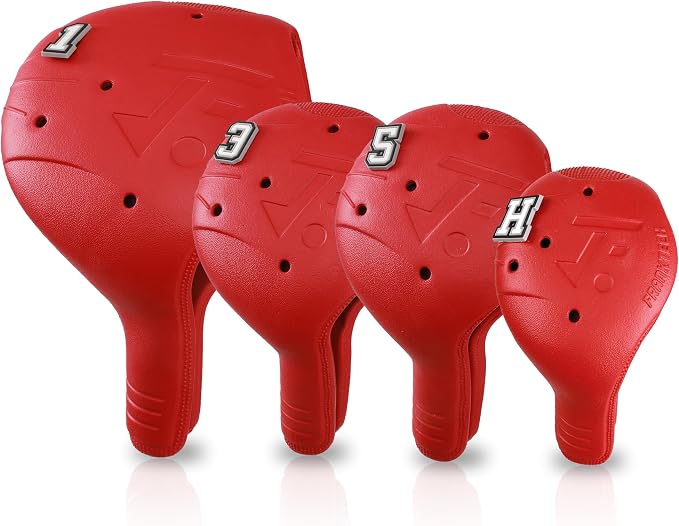 Snap-On Golf Club Covers for Right-Handed Golf Clubs, Easy On Off in 1 Second, Fits 460cc Drivers, Washable EVA Plastic with Shaft Lock, DIY Pins for Customization