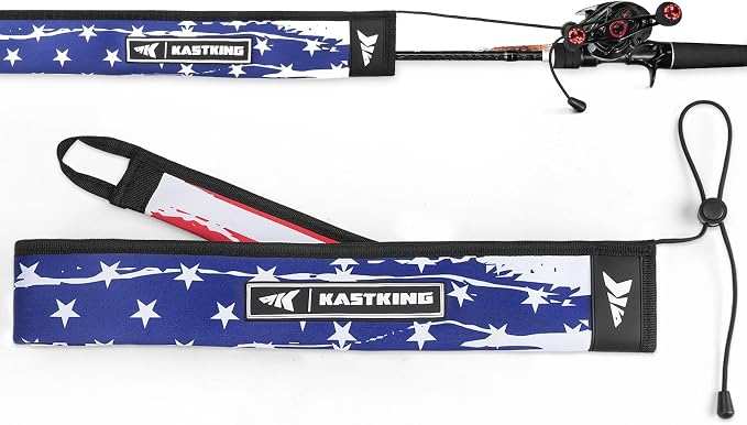 KastKing MeshGuard Rod Socks, Fishing Rod Sleeve, Neoprene Fishing Pole Sleeve, Fishing Rod Covers, Built-in Hanging Loop & Adjustable Lanyard, Fits Casting, Spinning, & Fly Rods