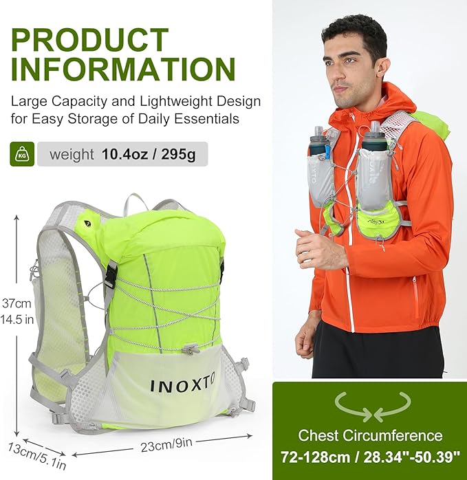 IX INOXTO Running Vest Hydration Backpack, Lightweight Running Backpack Hydration Pack with 1.6L Water Bladder Daypack for Trail Running Hiking Cycling Race Marathon for Women Men