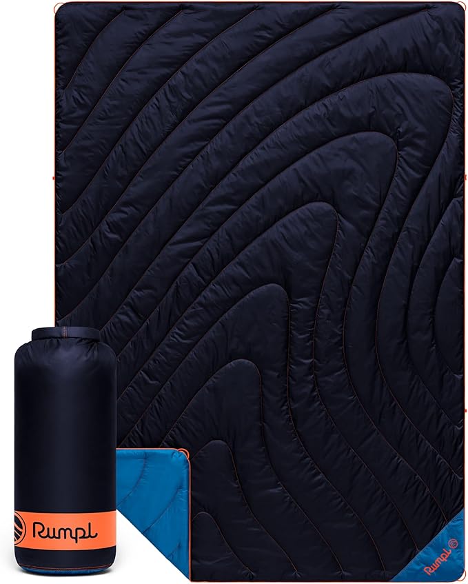 Rumpl Original Puffy 1-Person Blanket for Camping and Outdoors, Midnight Blue