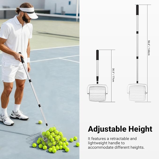 NEEWER Tennis Ball Pickleball Collector Roller, No Bending Over Quick Rolling Picker for Up to 40 Tennis Balls