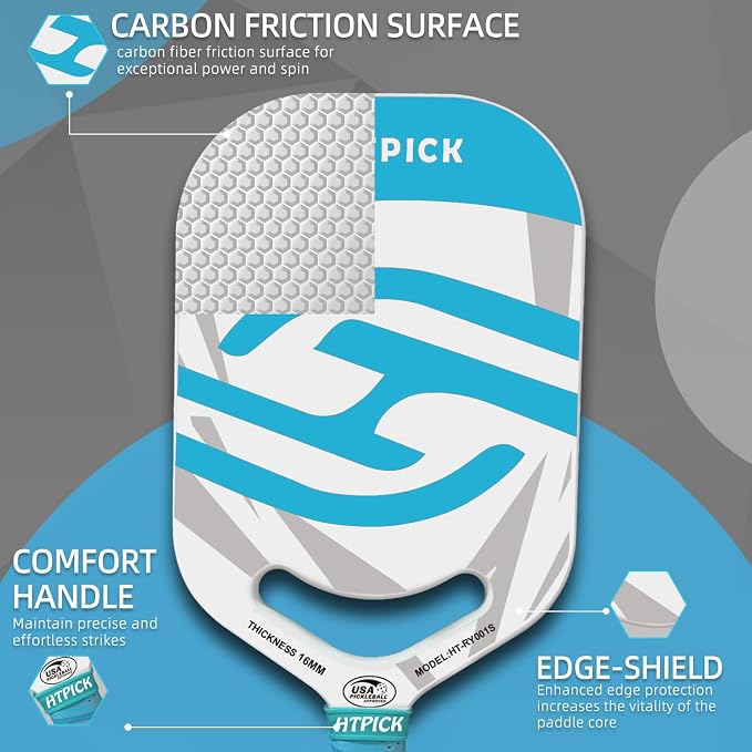 Pickleball Paddles | T700 Carbon Fiber Pickleball Paddle with Aero Throat | Hot-Press Moulding | 16mm Polymer Core | Specifically Engineered for Swing Speed and Manoeuvrability