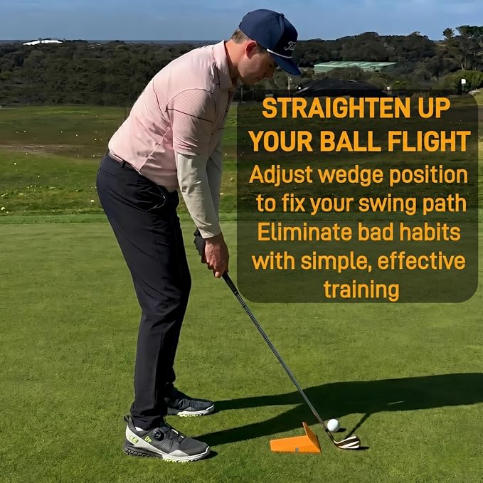 Golf Swing Trainer, Wedge Chipping Aid with Magnetic Guide Wall | PETG build, 0.16 lb weight, carry pouch, impact position drills, left or right hand use