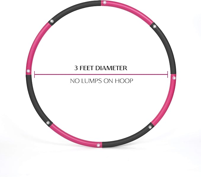 Pinc Active Exercise Fitness Hoop for Adults - Easy to Spin, Premium Quality and Soft Padding Weighted Hoop - Detachable Hoops for Home & Gym Workouts