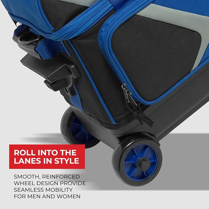 BSI Dash Roller Bowling Bag with Smooth Rolling Wheels, Padded Ball Compartment, Retractable Locking Handle, & Shoe Pocket
