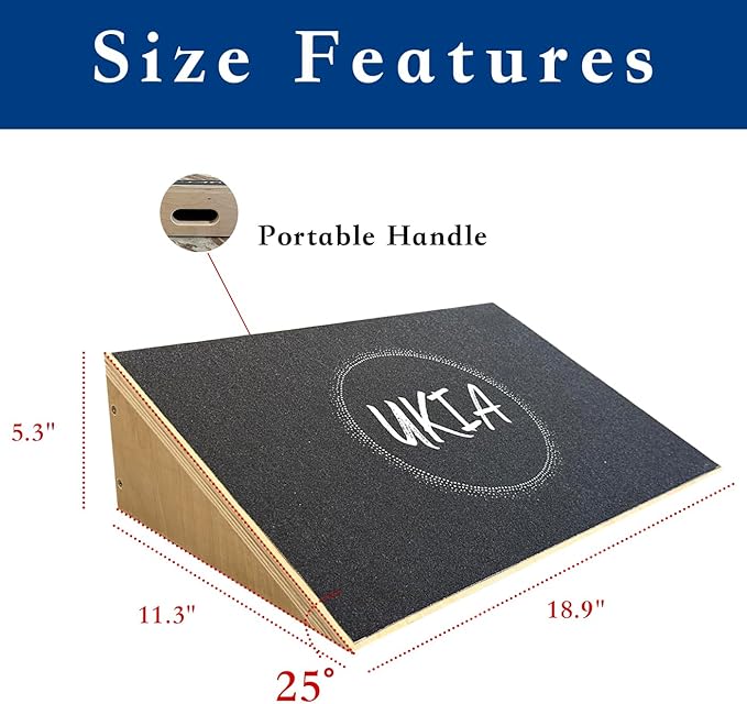 UKIA Slant Board for Squats - Slant Board Squat Wedge for Calf Stretching - Non-Slip Incline Knees Over Toes Weightlifting Equipment to Improve Athletic Performance