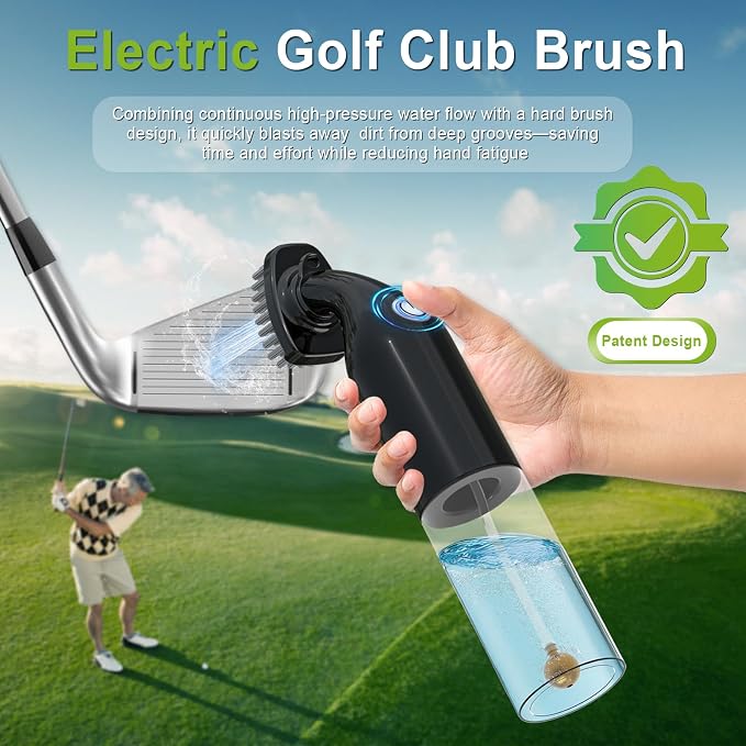 Kiss Core Electric Golf Club Cleaner Brush: AA Battery Powered for Effortless Cleaning - Golf Club Brush for Golf Accessories - Holds 5oz Water - Magnetic Clip - Golf Gifts for Golfer Men