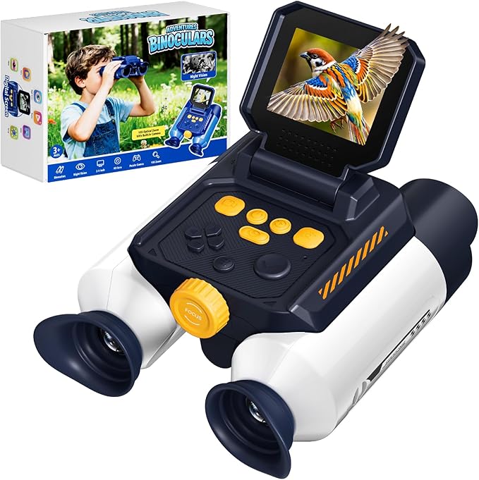 Binoculars for Kids with Night Vision - 48MP FHD Digital Camera Binoculars STEM Toy with 2.4" IPS Screen, 10X Optical Zoom, Rechargeable for 4-12 Years Boys & Girls Birthday Gift Outdoor Bird Watching