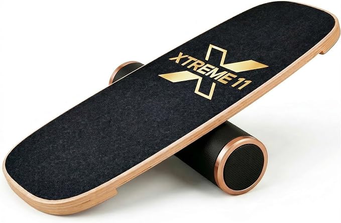 Wooden Balance Board Trainer for Adults – Core Strength & Stability Trainer for Surf, Skateboard & Snowboard Training – Non-Slip Balance Board for Home Gym Fitness