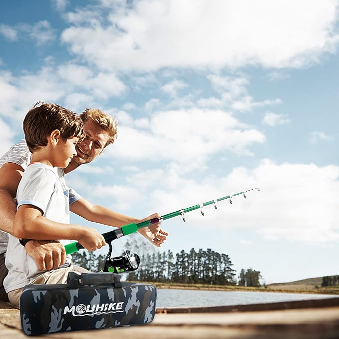 Fishing Rod Reel Full Kit Portable Travel Spinning Pole Reel Lure Carry Bag | Beginner Telescopic Fishing Rod Set 5.58FT/6.89FT Ultralight Pole Accessories Kit for Youth Adults Saltwater Freshwater