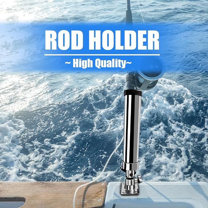 Made Set of 2 Fishing Rod Holder, 316 Stainless Steel Adjustable Fishing Pole Holder, Marine Deck Mount Trolling Rod Holder for Boat Ship Yacht