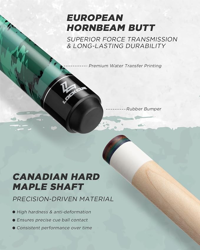 Pool Cue Set with 58-inch Billiard Cue Stick | Hard Leather Tube Case, Microfiber Towel & Glove