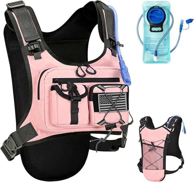 Criuage USA Patent Running Hydration Vest Backpack, Lightweight Chest Pack with 2.0L Water Bladder Bag Daypack for Hiking Running Cycling Race Marathon for Women Men