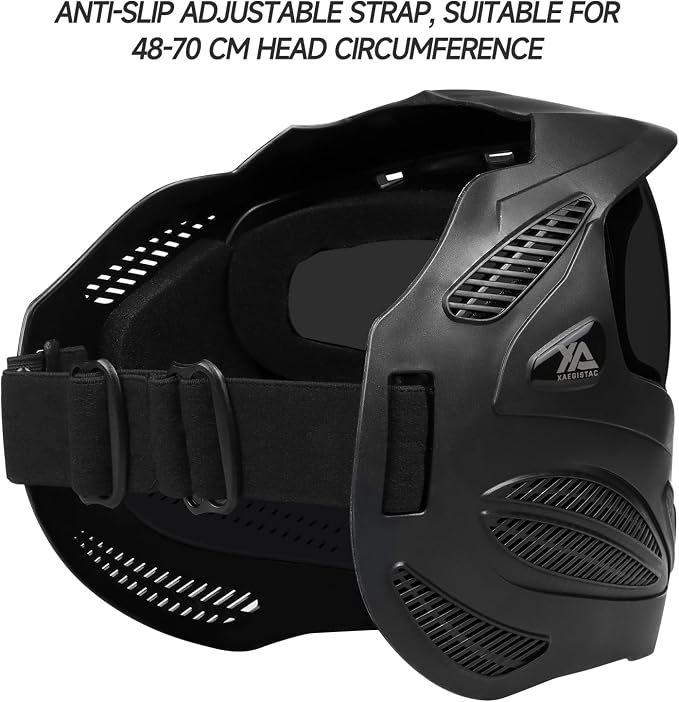 Xaegistac Paintball Mask-Intergrated Sun Visor Airsoft Mask, Wide Field of View, Anti Fog, Adjustable Headband for Paintball, Airsoft