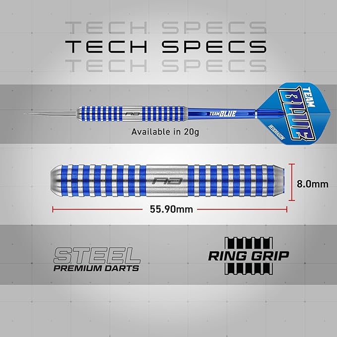 RED DRAGON Peter Wright vs Gerwyn Price Iceman Steel Tip Darts Set - ‎21g & 22g Brass Barrels for Controlled Accuracy & Grip, Flights, Shafts, Case & Checkout Card Included