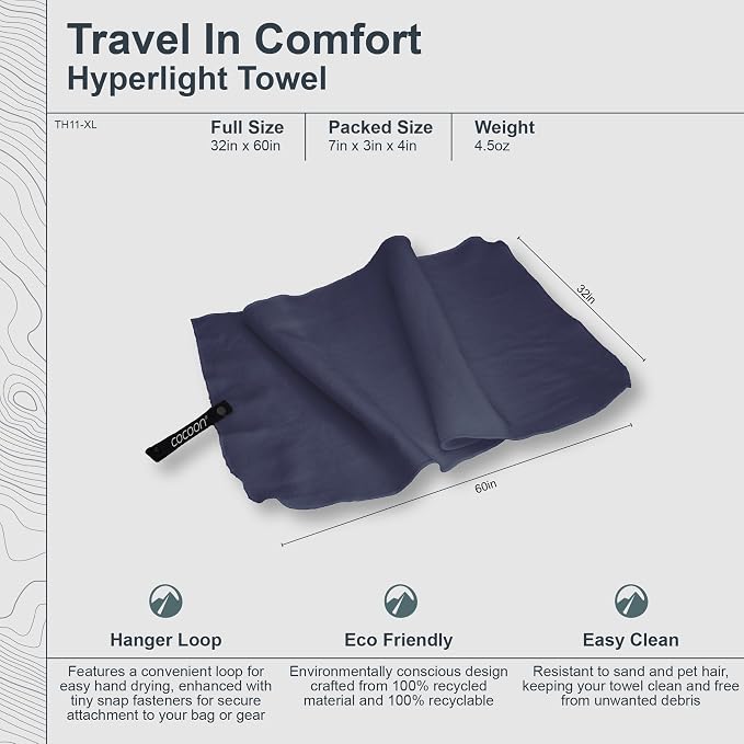 COCOON - Premium - Hyperlight Towel - Lava Grey - Extra Large