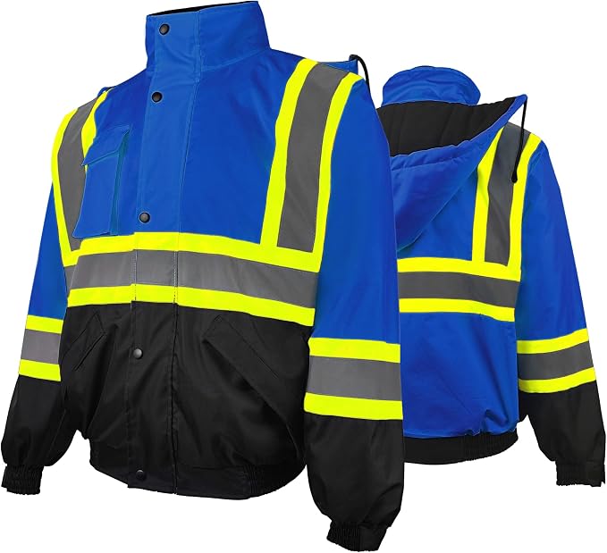 High Visibility Winter Safety Jackets for Men Waterproof-Warm Reflective Jackets Fleece Lining for Work Construction