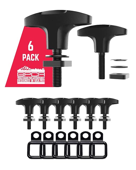 GPCA - Quick-Release Tie Down Anchors D-Ring Set W/Screw Nuts, Top Removal Lift, Jeep Wrangler Accessories for 4xe, JL, JK and 2007-2025 Models, Hard top Removal Cargo Tie Downs & Hooks 6 pack (black)