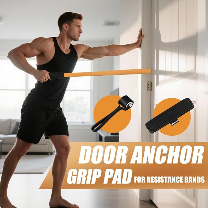 WHATAFIT Resistance Bands,Pull Up Assist Bands Set with Handles, Exercise & Workout Bands with Door Anchor for Men & Women – Home Fitness Equipment for Strength Training, Stretching