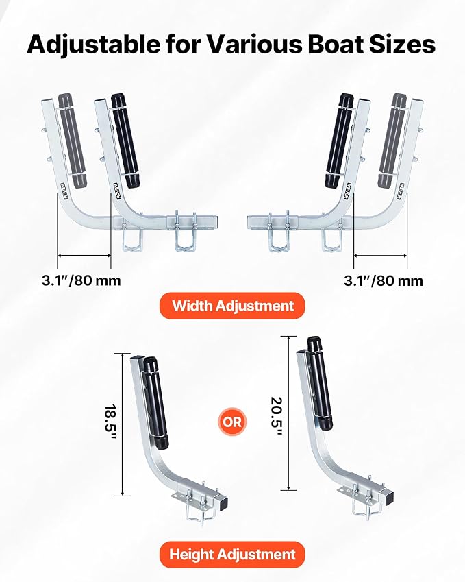 VEVOR Boat Trailer Guide, 16.7"- 60″ Adjustable Design Trailer Guide Poles, 2PCS Trailer Guide-Ons for Ski Boat, Fishing Boat or Sailboat Trailer