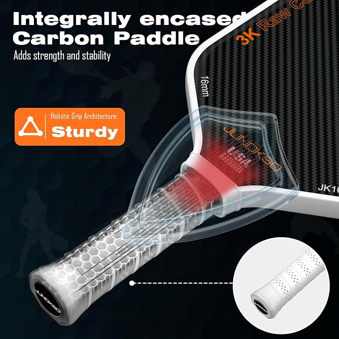 Carbon Fiber Pickleball Paddles USAPA Approved Raw Carbon Frosted