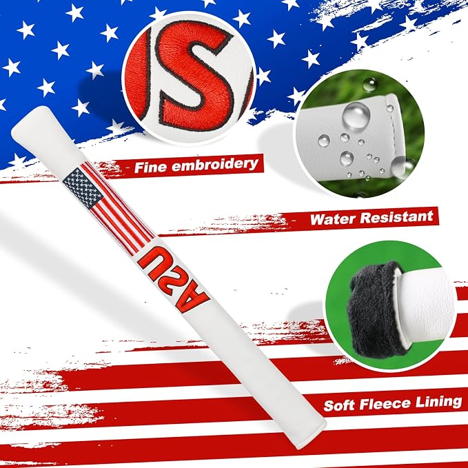 Golf Club Head Covers,4pcs or 1pc USA Golf Head Covers for Woods and Driver Fairway Hybrid - PU Leather Mallet Blade Putter for Men Women Golf Enthusiast