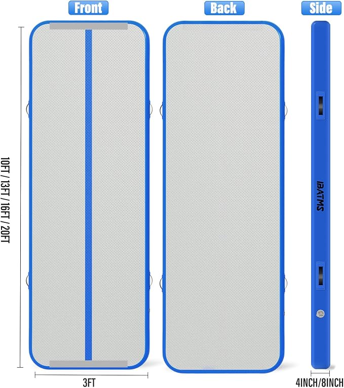 IBATMS Air Tumbling Mat Track 10/13/16/20ft, Inflatable Gymnastics Mat