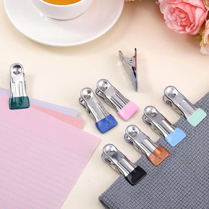 Honeydak 150 Pcs Stainless Steel Clothes Pins 2.17 Inch Heavy Duty Clips Bulk Bag Clips for Food Metal Clothespins for Laundry Clothes Line, Sock, Photo, Towel, Snack