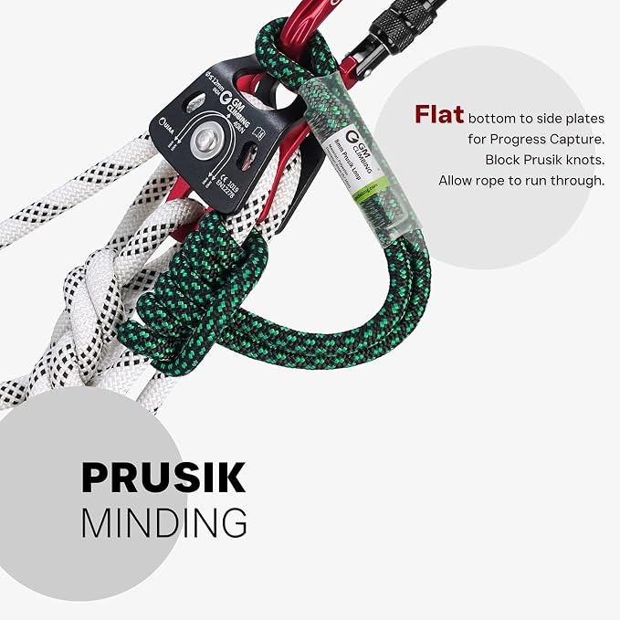 GM CLIMBING 40kN Micro Double Pulley Prusik Minding Ball Bearing UIAA CE for Progress Capture System Rigging Hauling Rescue Arborist Tree Climbing