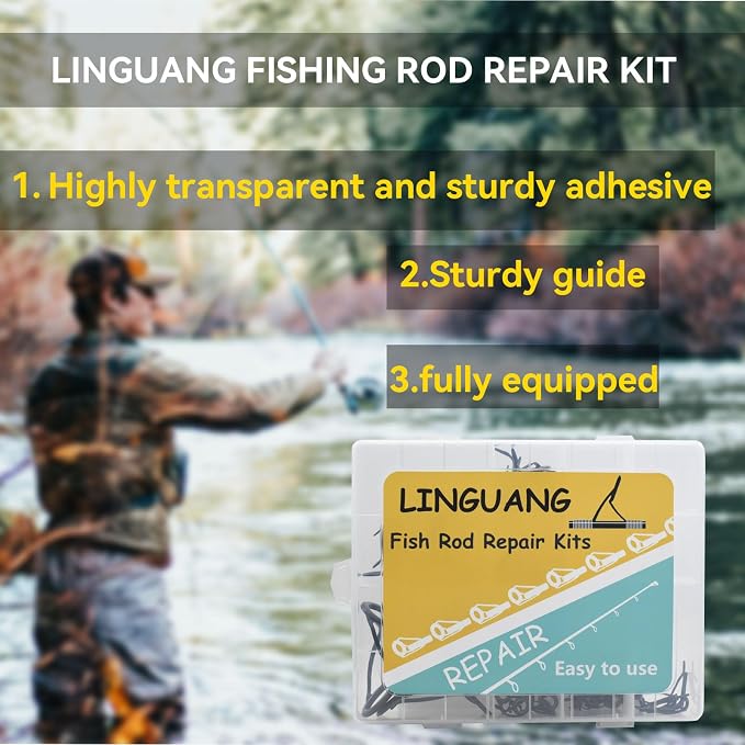 KW 55PCS Heavy Double Feet Fishing Surf Spinning Casting Saltwater Line Rod Replacement Guides Repair Kit with Epoxy Gule Set for Rod Building
