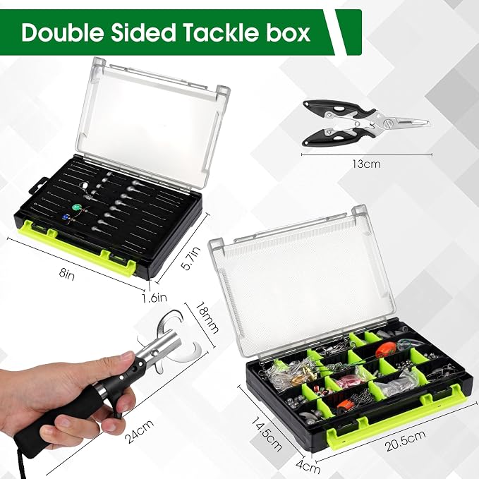 FONMANG 601-Piece Fishing tackle box with fishing gear，[2025 Christmas Limited Edition]Fishing Gifts for men，Tackle Box with Tackle included,Fishing Lures,Hooks, Weights, Jig Heads