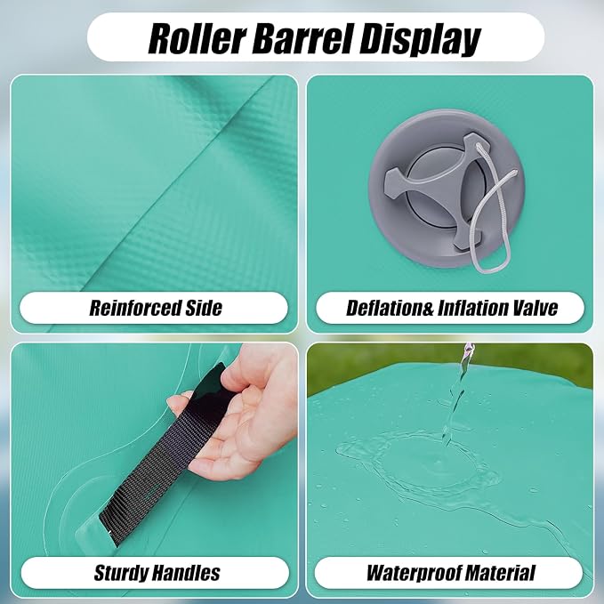 SUDOO Inflatable Air Roller Gymnastics Barrel Mat Tumbling Barrel Equipment for Backhandspring Training Roller for Cheerleading, Yoga, Dance, Home & Gym Use No Pump
