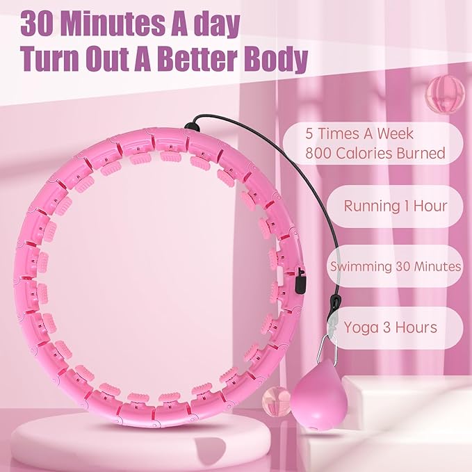 OurStarry 34 Knots Weighted Workout Hoop Plus Size, Smart Waist Exercise Ring for Adults Weight Loss