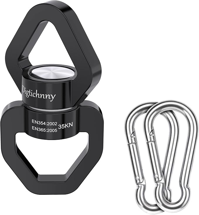 Swivel Hook for Swing, Safety Swing Swivel with 2 Carabiners, Rotational Device Swing Spinner for Web Tree Tire Rope Swing, Aerial Dance, Children’s Swing, Hanging Hammock